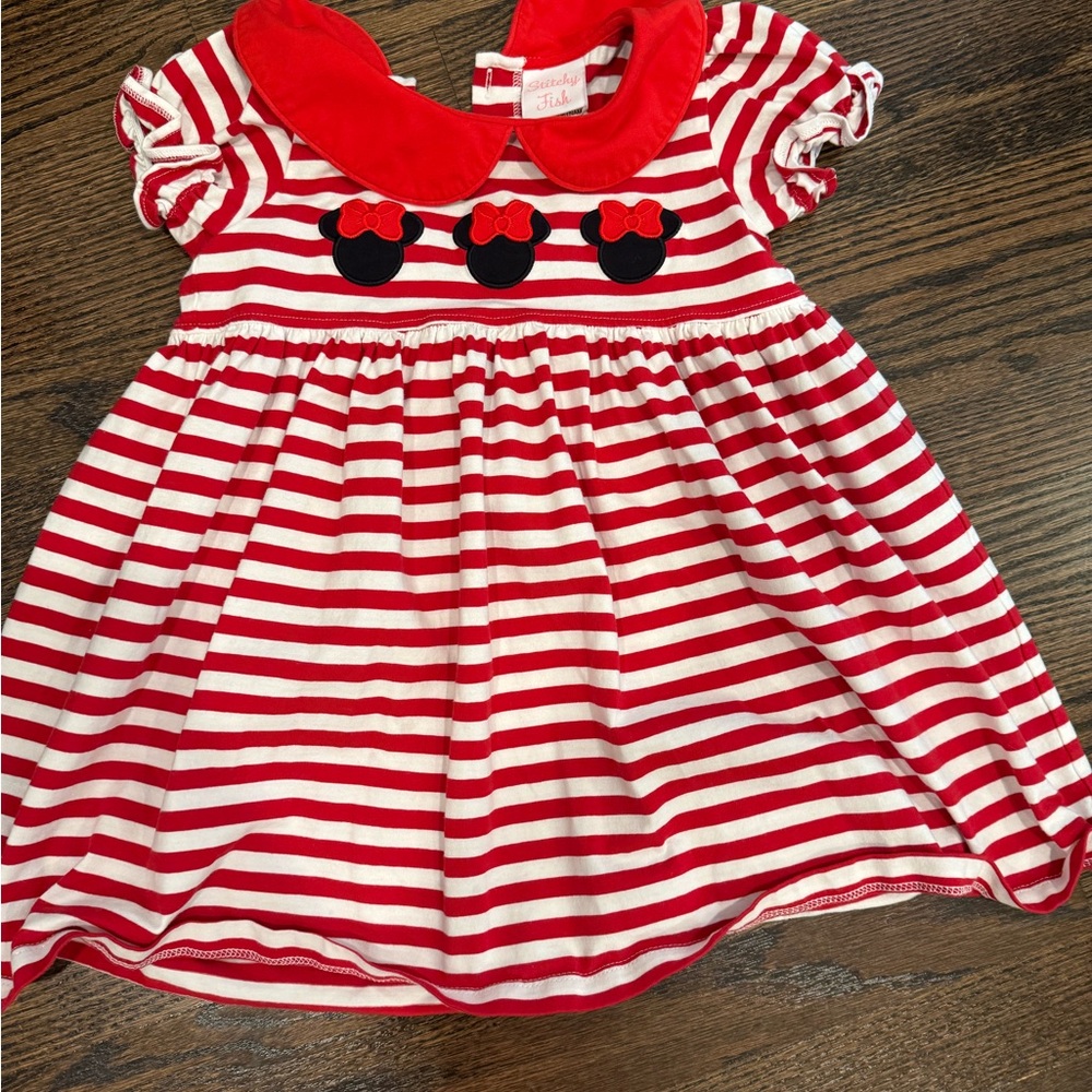 Stitchy Fish 4T Minnie Dress Charming Red and White Striped Kids Dress